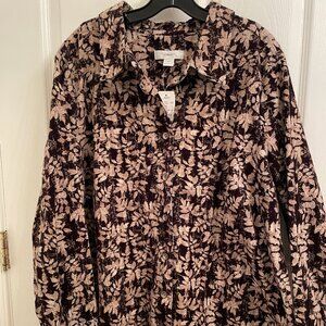 CJ Banks Corduroy Fall Leaves Button Up Jacket NEW with TAGS size 2x